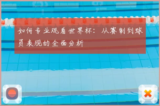 如何专业观看世界杯：从赛制到球员表现的全面分析