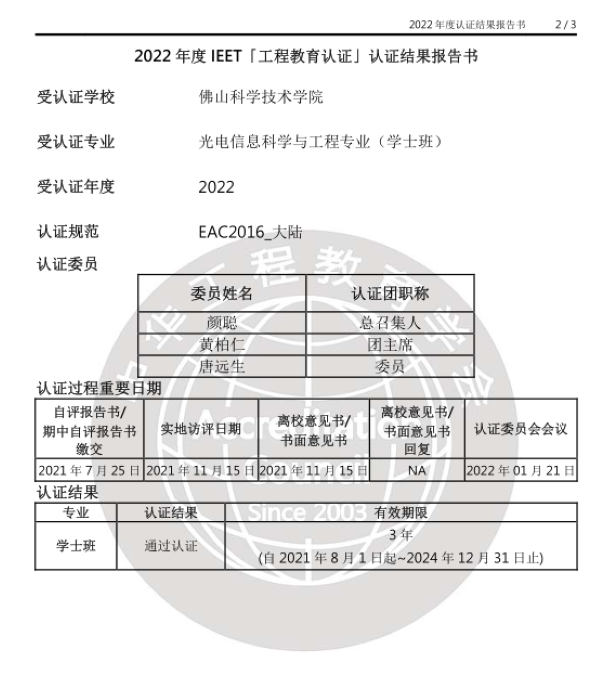 我校光電信息科學(xué)與工程專業(yè)通過IEET工程教育認(rèn)證中期訪評